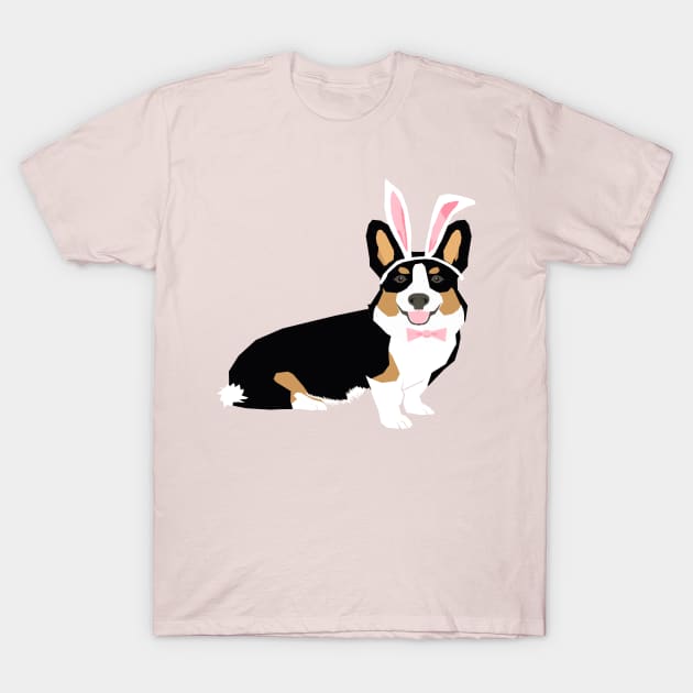 Tri Corgi Easter Bunny T-Shirt by friendlypets